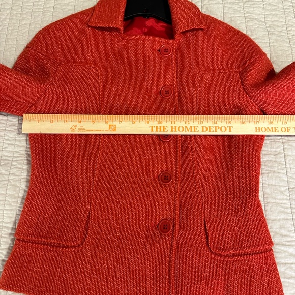 PHILLIPE ADEC Wool Mohair Blend Weave   orange/ red size 4 buttons lined grandma - Picture 8 of 16